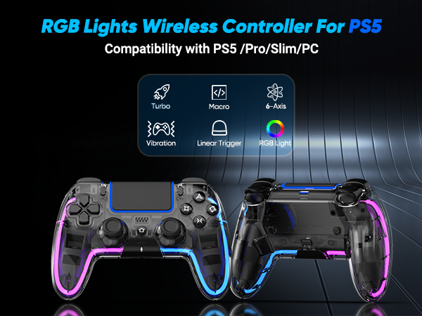 RGB wireless controller for ps5