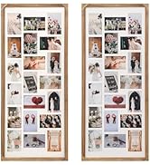 Wodhels 40x17 Inch Large Collage Photo Frame Set of 2, Holds 20 4x6 Photos, Wooden Multi-Opening ...