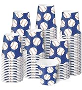 RUSPEPA Baseball Theme 3oz Paper Cups, 100 Pack Small Disposable Party Cups, Blue Baseball Print ...