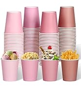 100 Pcs Disposable Paper Cups Gradient Pink Party Cups 8oz Coffee Water Juice Tea Drinking Cups f...
