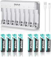 Dlypow U8 8 Bay AA AAA Battery Charger and 8 Pack 2800mAh True High Capacity AA Rechargeable Batt...