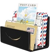Kucle Mail Organizer Envelope Holder - 3 Compartments Black Acrylic Mail Holder Countertop Home O...