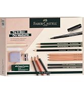 Faber-Castell Try It Box: Dry Mediums - 17 Piece Sketching Drawing Art Set with featuring Colored...