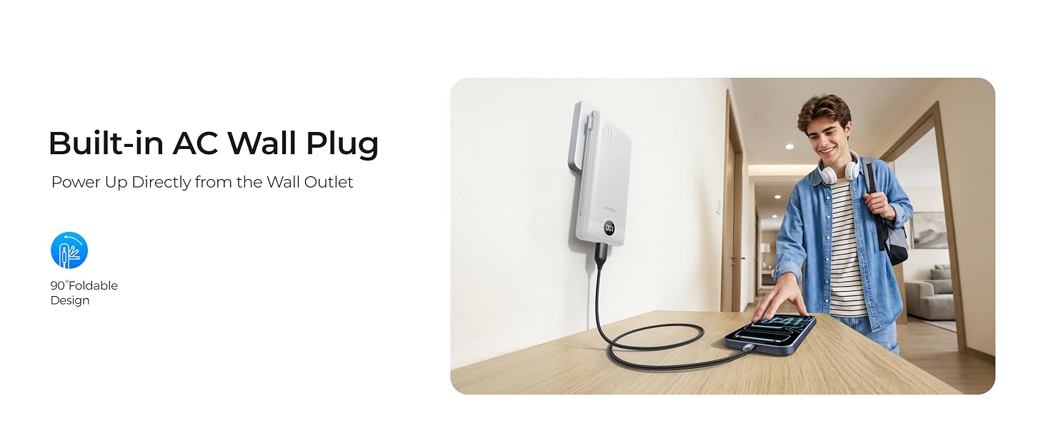 portable charger with built in cable