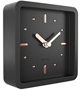 Driini Modern Mid Century Desk & Shelf Clock (Black Rose Gold) - Battery Operated with Silent, An...