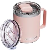 avodvo 12oz Insulated Coffee Mug with Lid – Includes Two Lids, Stainless Steel Coffee Travel Mug ...
