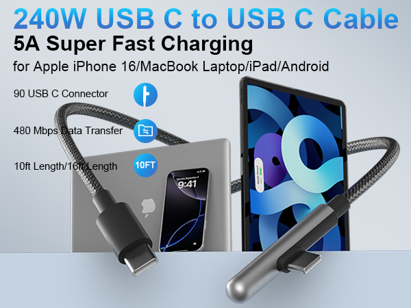usb c cable 10 ft 15ft