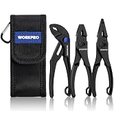 WORKPRO 3-Piece Mini Pliers Set with Pouch-Black
