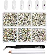 Beadsland 4300pcs Flatback Rhinestones,AB Crystal Rhinestones Nail Gems Round Crystal Rhinestones...