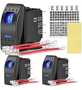 Nilight 3 Pack Rocker Switches with Night Glow Stickers 5 PIN SPST Rocker Switches with Blue Back...