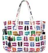 oscaurt Beach Bags for Women Large Waterproof Sandproof Beach Tote Swim Pool Bag with Zipper for ...