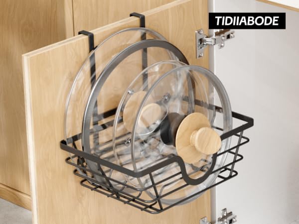 lid organizers inside cabinet