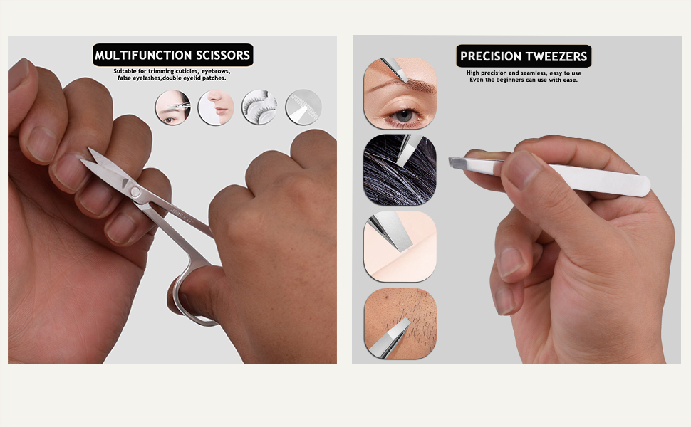 Nail scissors precision eybrow tweezers