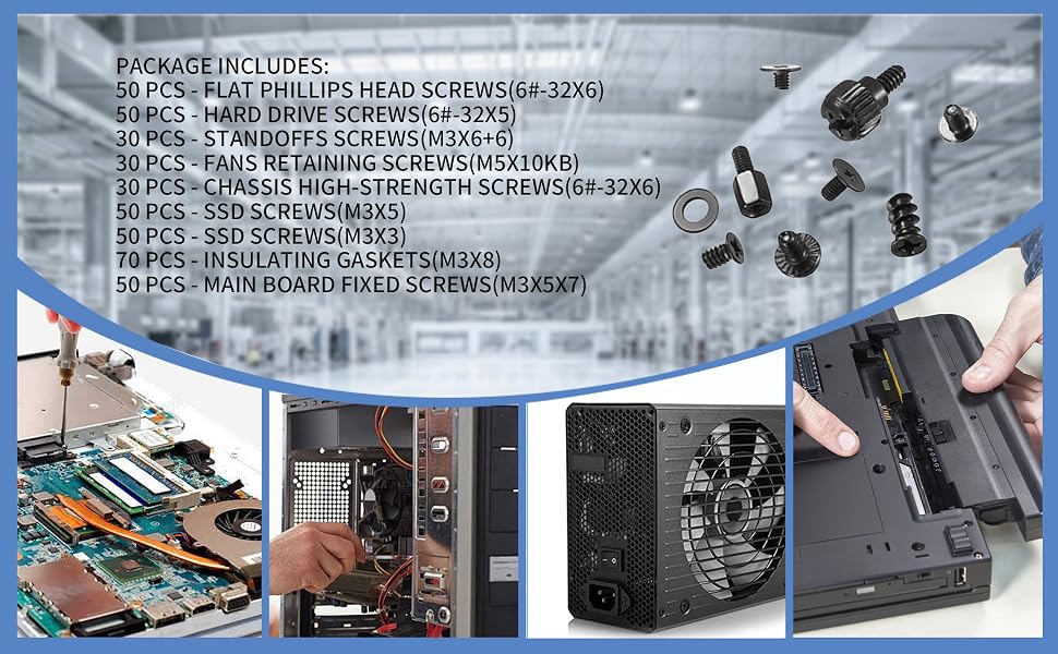 420pcs Computer Screws, Motherboard Standoffs and Screws Kit