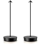 SAKRINGT 2 Pack Cordless Table Lamps Rechargeable, 6000mAh Battery Operated Waterproof Stepless D...