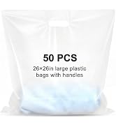 Maitys 50 Pcs 26"x26" Large Clear Plastic Bags with Handles Merchandise Shopping Bags for Small B...