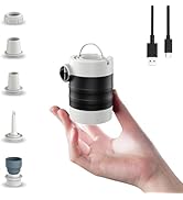 LIBERRWAY Tiny Portable Air Pump for Inflatables, Cordless Travel Air Mattress Pump with Camping ...