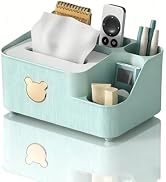 Multifunctional Tissue Box Cover with Storage,Square Tissue Box Holder and Remote Box,Modern Cube...