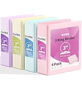 SUNEE 3 Ring Binder 3 Inch 4 Pack, 3" Large Clear View Binders Three Ring PVC-Free (Fit 8.5x11 In...