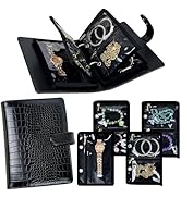LingLingo Travel Jewelry Organizer Case,Small Jewelry Bags Jewelry Storage Book Ring Binder with ...