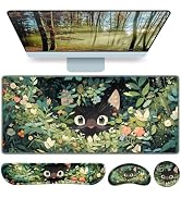 Mouse Pad with Wrist Rest, Green 4-in-1 Large Mousepad+Keyboard Wrist Rest+Mouse Pad Wrist Suppor...