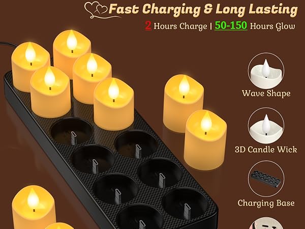 usb rechargeable flameless battery operated votive candle tealight