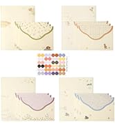 37 Pcs Stationery Paper Envelopes Set Includes 24 Lined Writing Paper & 12 Envelopes with 48 Roun...