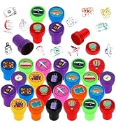 Hxezoc 24 Pieces Adventure Travel Print Stamp, Mini Colorful Self Inking Stamps Party Favors Asso...