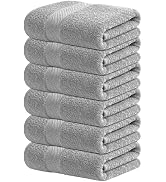 Infinitee Xclusives Gray Hand Towels for Bathroom - Set of 6 (16x28 inches) 600 GSM, 100% Cotton ...