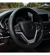 Valleycomfy Microfiber Leather Steering Wheel Cover Universal 15 inch (Black)