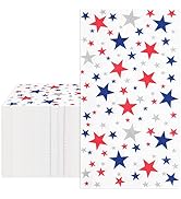 Whaline Patriotic Guest Napkins Red Blue Silver Star Disposable Paper Napkin 3 Ply Independence D...