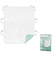 MILDPLUS Washable Bed Pads with 6 Sturdy Handles 34”×36” Extra Large Reusable Underpads 4-Layers ...