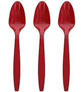 Amcrate Red Disposable Medium Weight Plastic Spoons - Ideal for Weddings, Party’s, Birthdays, Din...