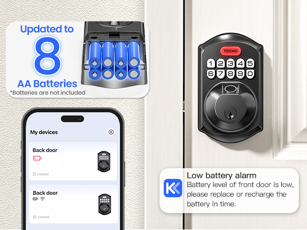 5 ways to lock: via app, fingerprint, one-touch lock, backup key, or auto-lock