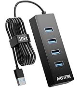 Arvitek 10Ft 4-Port USB 3.0 Hub for Desktop, USB Extender Hub 5Gbps, USB Multiport Adapter, USB S...