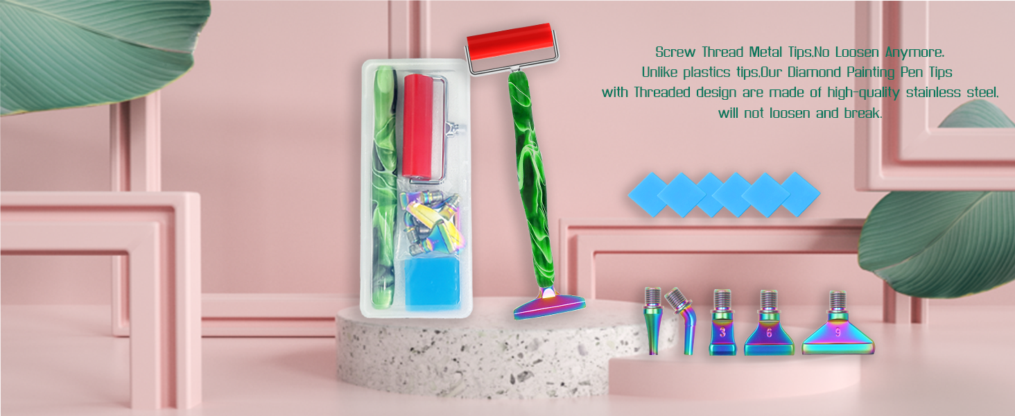 Diamond Art tool Color: green Pen , Colorful Metal Tips,red roller