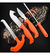 VALHALLA Hunting Knife Set, 4 Pieces Hunting Knives with Skinning Knife, Caping Knife, Bone Saw, ...