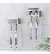 Toothbrush Holders Wall Mounted with Cover, Electric Tooth Brushing Holder for Bathroom, 2 Slots ...