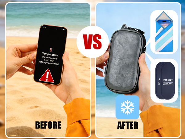 babeezy cell phone insulated pouch for overheating cool pack for phone in sun