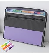 NAFY Accordian File Organizer, 13 Pockets Expanding File Folder with Zipper, A4 Letter Size Porta...