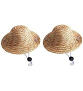 1Pc Light Brown Novelty Summer Adjustable Pet Dog Outdoor Straw Hat Puppy Small Kitty Cat Sunhats...