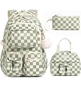 Fimibuke 3PCS Corduroy Backpack for School Girls with Lunch Box Pencil Case | Lightweight Teen Gi...