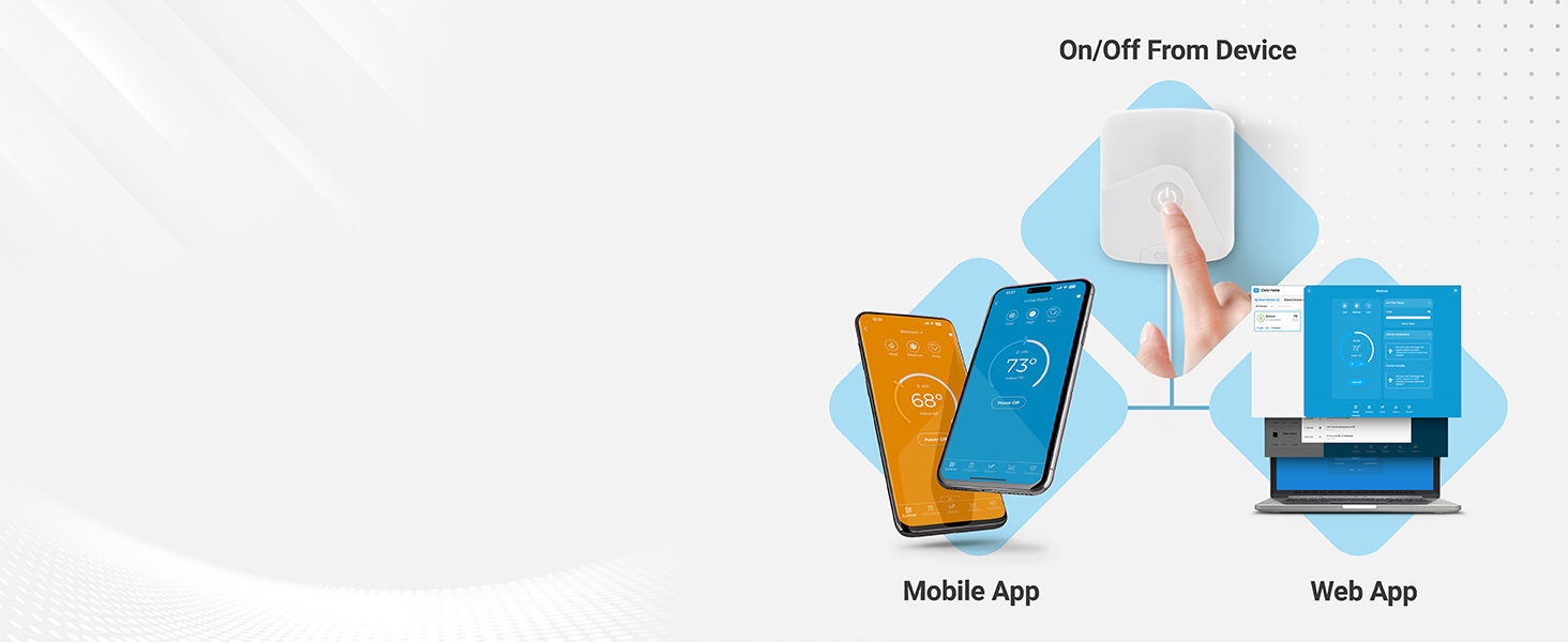 Control your air conditioner from anywhere with Cielo Home app- available on iOS, Android, and Web.
