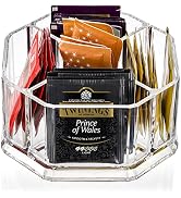 Hiceeden Acrylic Tea Bag Organizer, 5 Compartment Sugar Packets Holder Divided Coffee Condiment S...