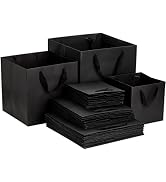 Yesland 30 Pack Black Kraft Paper Bags - 3 Sizes Square Gift Bags Shopping Bags with Ribbon Handl...