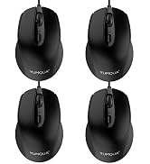 YUMQUA G222 Computer Mouse Wired 4 Pack, Bulk USB Corded Mouse, Office & Home Silent Optical Mice...