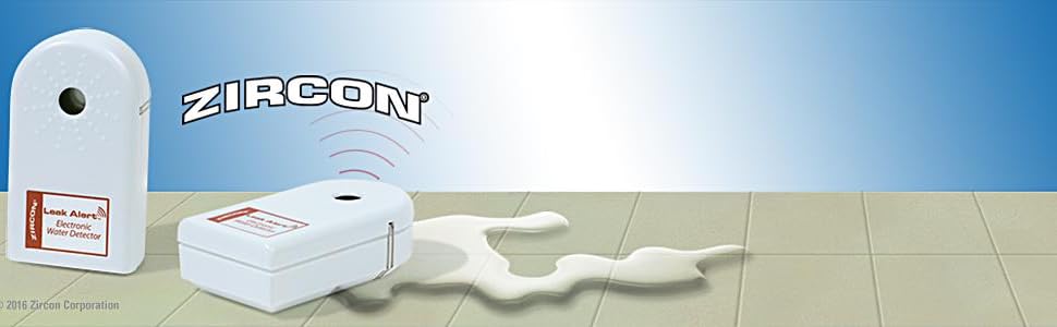 leak alert, zircon, moisture detector, electronic flood sensor, water alarm, loud, battery-operated