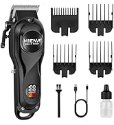 HIENA PRO Electric Hair Clipper & Trimmer for Men, Professional Cordless Barber Tool with LED Dis...
