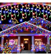 65 FT 640 LED Christmas Lights Outdoor Decorations Clear Wire String Lights Plug in 120 Drops 8 M...