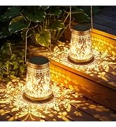 4 Pack Solar Lanterns Outdoor Waterproof Birthday Gifts for Women Mom Grandma, Hollowed-Out Metal...